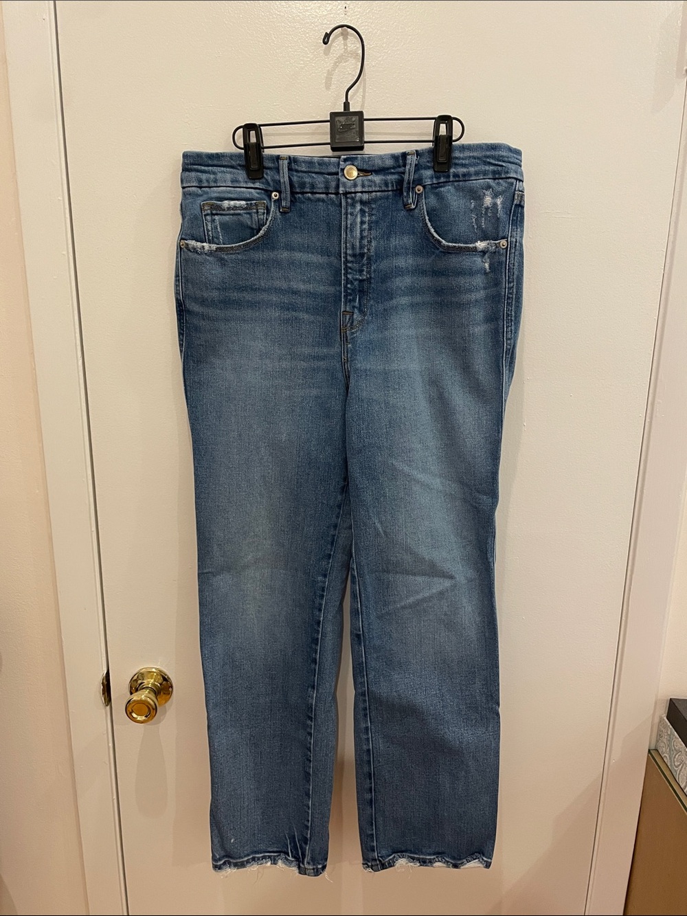 Good American Good Curve High Waist Straight Leg Jeans size 12/31 in indigo